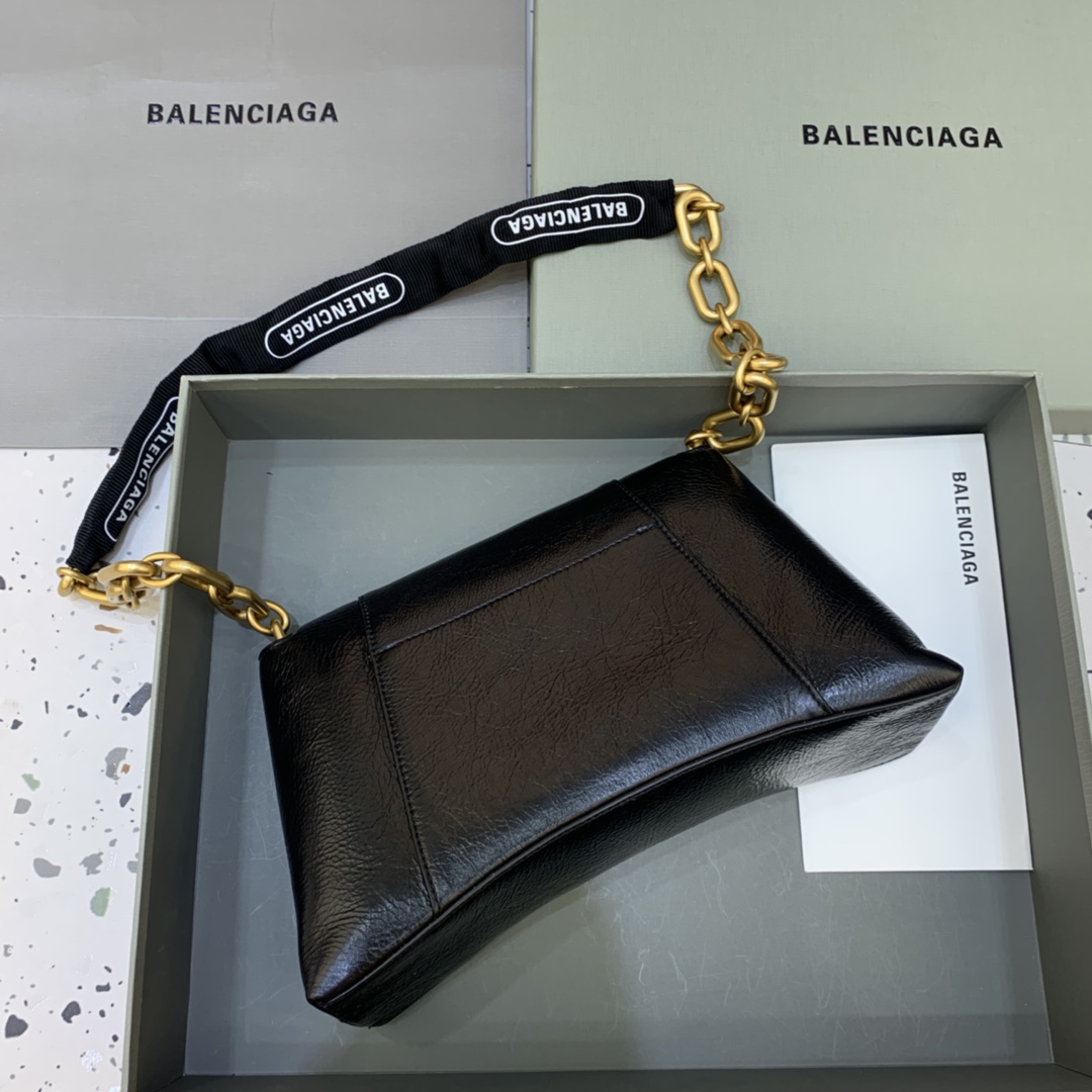 Balenciaga Downtown Small Shoulder Bag With Chain Black